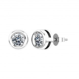 IGI Certified 1.50 Cttw Round Lab Grown White Diamond Elegant Solitaire Bezel Set Push Back Stud Earrings for Women in 10K Solid White Gold