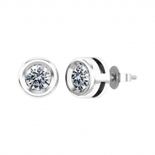 IGI Certified 2.00 Cttw Round Lab Grown White Diamond Elegant Solitaire Bezel Set Push Back Stud Earrings for Women in 10K Solid White Gold