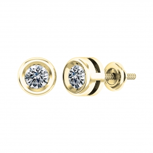 0.50 Cttw Round Lab Grown White Diamond Elegant Solitaire Bezel Set Screw Back Stud Earrings for Women in 18K Solid Yellow Gold
