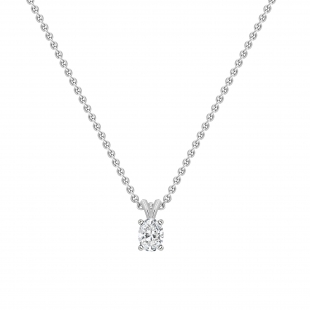 IGI Certified 1.25 Cttw Oval Lab Grown Diamond V Bail Solitaire Pendant with 18 inch Silver Chain, 10K White Gold
