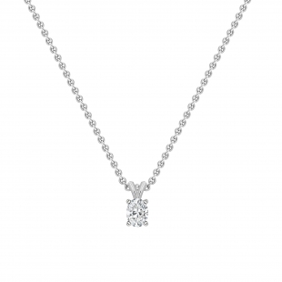 IGI Certified 1.00 Cttw Oval Lab Grown Diamond V Bail Solitaire Pendant with 18 inch Gold Chain, 10K White Gold