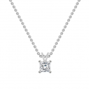 IGI Certified 2.50 Cttw Princess Lab Grown Diamond 4 Prong Solitaire Pendant with 18 inch Silver Chain, 10K White Gold