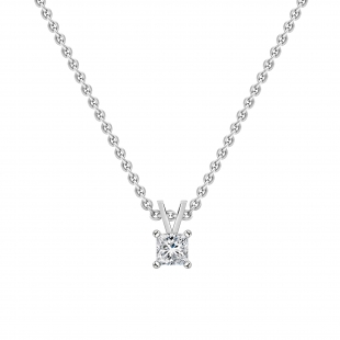 IGI Certified 1.00 Cttw Princess Lab Grown Diamond 4 Prong Solitaire Pendant with 18 inch Gold Chain, 10K White Gold
