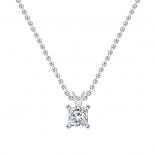 IGI Certified 3.00 Cttw Princess Lab Grown Diamond 4 Prong Solitaire Pendant with 18 inch Gold Chain, 10K White Gold