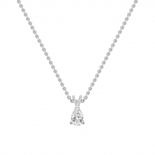 0.25 Cttw Pear Cut Solitaire Lab Grown Diamond Classic Pendant with 18 inch Silver Chain, 10K White Gold