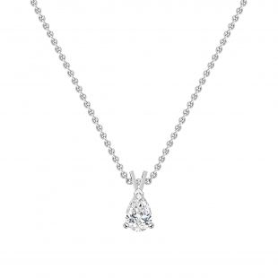 IGI Certified 0.75 Cttw Pear Cut Solitaire Lab Grown Diamond Classic Pendant with 18 inch Silver Chain, 10K White Gold