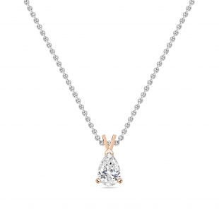 IGI Certified 1.00 Cttw Pear Cut Solitaire Lab Grown Diamond Classic Pendant with 18 inch Silver Chain, 14K Rose Gold