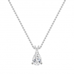 IGI Certified 2.50 Cttw Pear Cut Solitaire Lab Grown Diamond Classic Pendant with 18 inch Gold Chain, 10K White Gold