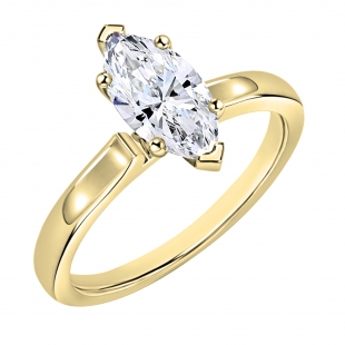 0.50 Cttw Marquise Lab Grown Diamond V-Prong Solitaire Engagement Ring, 14K Yellow Gold