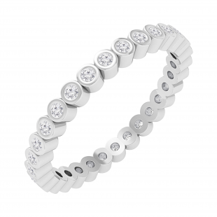 Round Lab Grown White Diamond Bezel-Set Stackable Eternity Wedding Band for Women (0.26 ctw, Color H-I, Clarity SI2) in 925 Sterling Silver