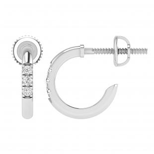0.09 Carat (ctw) Round Lab Grown White Diamond 3 Stone Stud Earrings for Women in 925 Sterling Silver in Screw Back