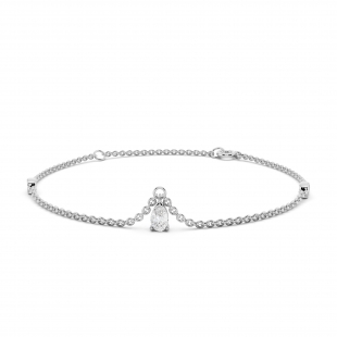 0.28 Cttw Pear and Round Lab Grown White Diamond Dew Drop Link Chain Bracelet for Women in 925 Sterling Silver