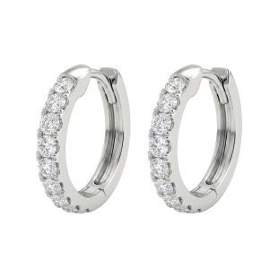 0.25 Ctw IGI Certified Round Lab Grown Diamond 9 Stone Hoop Earrings for Women | SI Clarity, E-F Color | 925 Sterling Silver