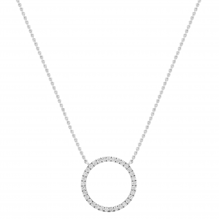 Round Lab Grown White Diamond Open Eternity Circle of Life Pendant for Her (0.75 ctw Color H-I Clarity SI2) in 10K White Gold