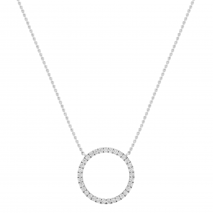 Round Lab Grown White Diamond Open Eternity Circle of Life Pendant for Her (1.00 ctw Color H-I Clarity SI2) in 10K White Gold