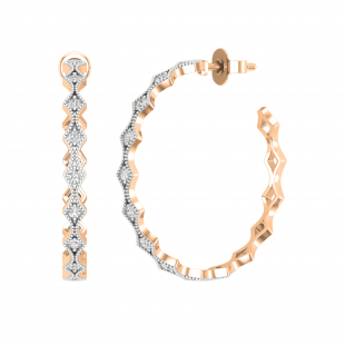 Round Lab Grown White Diamond Kite Shaped Milgrain Edge Push Back Hoop Earrings for Women (0.51 ctw Color H-I Clarity SI2) in 10K Rose Gold