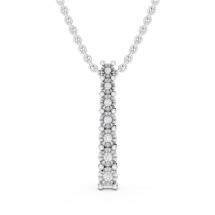 0.10 Carat (ctw) Round Lab Grown White Diamond 7 Stone Illusion Set Life Journey Pendant with 18 inch Silver Chain for Women in 925 Sterling Silver