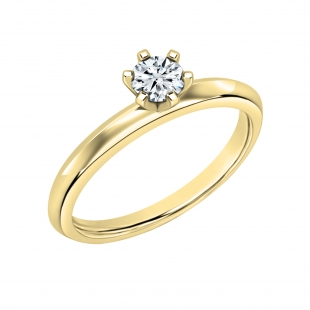 0.25 Ctw Round Lab Grown White Diamond Solitaire Engagement Ring for Women in 14K Yellow Gold