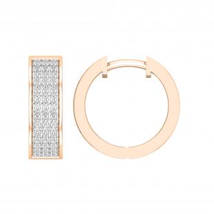 Round Lab Grown White Diamond 3 Row Unisex Hoop Earrings (0.50 ctw, Color H-I, Clarity SI2) in 18K Rose Gold