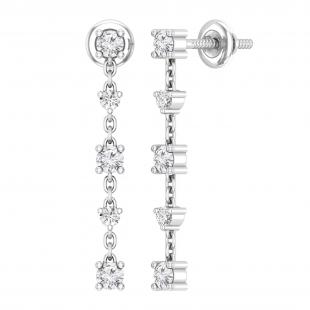 Round Lab Grown White Diamond Drop Earrings for Her (0.51 ctw, Color H-I, Clarity SI2 ) in 18K White Gold in Screw Back