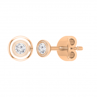Round Lab Grown White Diamond Bezel Set Solitaire (Unisex) Post Stud Earrings (0.07 ctw, Color H-I, Clarity SI2) in 10K Rose Gold in Push Back