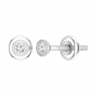 Round Lab Grown White Diamond Bezel Set Solitaire (Unisex) Post Stud Earrings (0.07 ctw, Color H-I, Clarity SI2) in 925 Sterling Silver in Screw Back