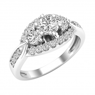 Round Lab Grown White Diamond Three Stone Wedding Ring for Women (0.99 ctw, Color H-I, Clarity SI2) in 925 Sterling Silver