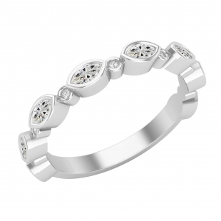 Alternate Marquise & Round Lab Grown White Diamond Dream Chaser Half Eternity Style Band for Women (0.38 ctw, Color H-I, Clarity SI2) in 925 Sterling Silver