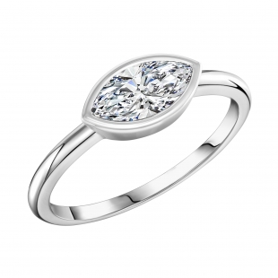 IGI Certified 3.00 Carat Marquise Lab Grown White Diamond Solitaire Sideways Bezel Set Engagement Ring for Women in 925 Sterling Silver
