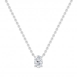 0.25 Cttw Oval Lab Grown Diamond Solitaire Pendant Necklace with 18 inch Silver Chain in 10K White Gold