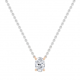 IGI Certified 2.00 Cttw Oval Lab Grown Diamond Solitaire Pendant Necklace with 18 inch Silver Chain in 18K Rose Gold