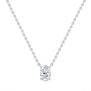 IGI Certified 1.00 Cttw Oval Lab Grown Diamond Solitaire Pendant Necklace with 18 inch Silver Chain in 925 Sterling Silver