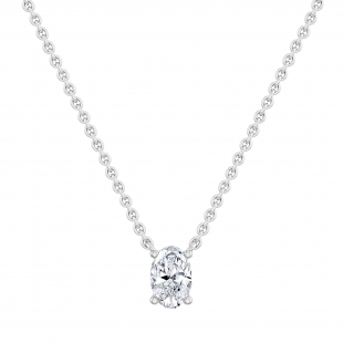 IGI Certified 1.50 Cttw Oval Lab Grown Diamond Solitaire Pendant Necklace with 18 inch Silver Chain in 925 Sterling Silver