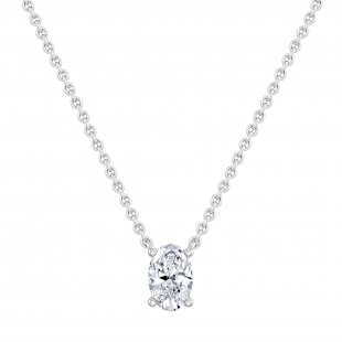 IGI Certified 3.00 Cttw Oval Lab Grown Diamond Solitaire Pendant Necklace with 18 inch Silver Chain in 925 Sterling Silver