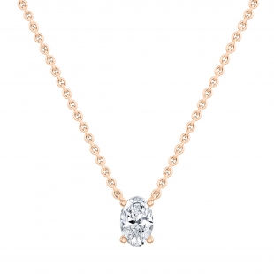 IGI Certified 1.50 Cttw Oval Lab Grown Diamond Solitaire Pendant Necklace with 18 inch Gold Chain in 18K Rose Gold