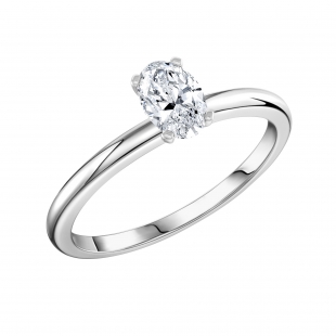 0.50 Cttw Oval Lab Grown Diamond Solitaire Engagement Ring, 925 Sterling Silver