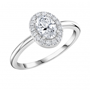 IGI Certified 1.00 Cttw Oval & Round Lab Grown Diamond Halo Engagement Ring,14K White Gold