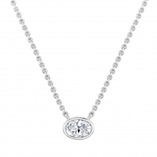 IGI Certified 2.50 Cttw Oval Lab Grown Diamond Solitaire Bezel Set Pendant Necklace with 18 inch Silver Chain in 10K White Gold