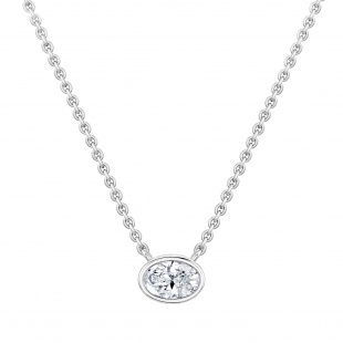 IGI Certified 2.00 Cttw Oval Lab Grown Diamond Solitaire Bezel Set Pendant Necklace with 18 inch Silver Chain in 925 Sterling Silver