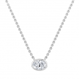IGI Certified 3.00 Cttw Oval Lab Grown Diamond Solitaire Bezel Set Pendant Necklace with 18 inch Gold Chain in 10K White Gold