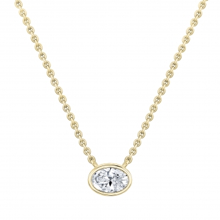 IGI Certified 2.50 Cttw Oval Lab Grown Diamond Solitaire Bezel Set Pendant Necklace with 18 inch Gold Chain in 10K Yellow Gold