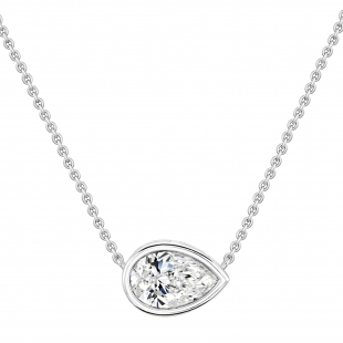 	 IGI Certified 3.00 Ctw Pear Lab Grown Diamond Classic Solitaire Sideways Pendant with 18 inch Silver Chain , 10K White Gold