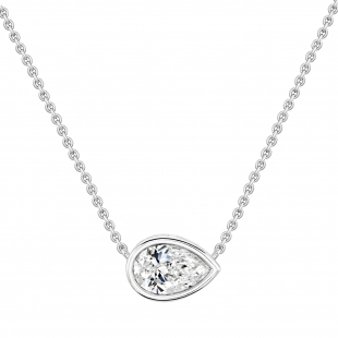 	 IGI Certified 2.50 Ctw Pear Lab Grown Diamond Classic Solitaire Sideways Pendant with 18 inch Silver Chain , 925 Sterling Silver