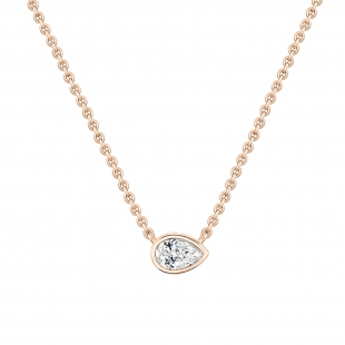 0.50 Ctw Pear Lab Grown Diamond Classic Solitaire Sideways Pendant with 18 inch Gold Chain , 10K Rose Gold