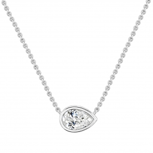	 IGI Certified 2.00 Ctw Pear Lab Grown Diamond Classic Solitaire Sideways Pendant with 18 inch Gold Chain , 10K White Gold