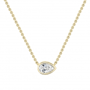 	 IGI Certified 1.00 Ctw Pear Lab Grown Diamond Classic Solitaire Sideways Pendant with 18 inch Gold Chain , 14K Yellow Gold
