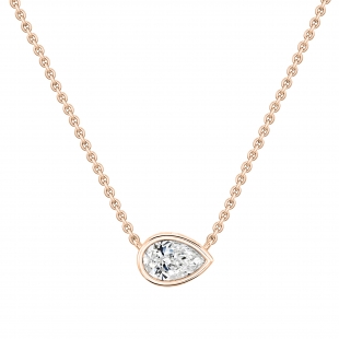 	 IGI Certified 1.50 Ctw Pear Lab Grown Diamond Classic Solitaire Sideways Pendant with 18 inch Gold Chain , 18K Rose Gold