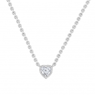 0.25 Cttw Heart Cut Lab Grown White Diamond Solitaire Bezel Set Pendant Necklace with 18 inch Silver Chain for Women in 925 Sterling Silver
