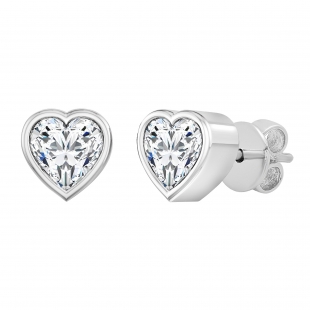 0.50 Cttw Heart Cut Lab Grown Diamond Solitaire Bezel Set Stud Earrings for Women in 925 Sterling Silver in Push Back