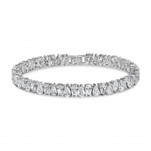 12.75 Cttw Pear Shaped Lab Grown White Diamond Link Bracelet for Women in 925 Sterling Silver